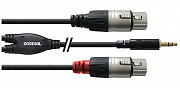 Cordial CFY 1.8 WFF  кабель Y-адаптер джек стерео 3.5 мм—2 x XLR "мама", 1.8 метров, черный