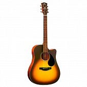 Kepma EDCE Sunburst  электроакустическая гитара, цвет санберст, в комплекте 3м кабель