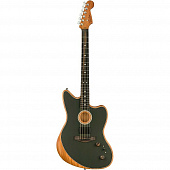 Fender American Acoustasonic Jazzmaster Tungsten  моделирующая полуакустическая гитара, цвет черный, чехол в комплекте