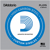 D'Addario PL015 отдельная струна 0.015", обычная сталь