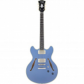 D'Angelico DC Tour Collection Solid Blue  полуакустическая гитара с кейсом, цвет голубой