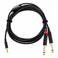 Cordial CFY 3 WPP кабель Y-адаптер джек стерео 3.5мм—2 джека моно 6.3мм male, 3 метра, цвет черный